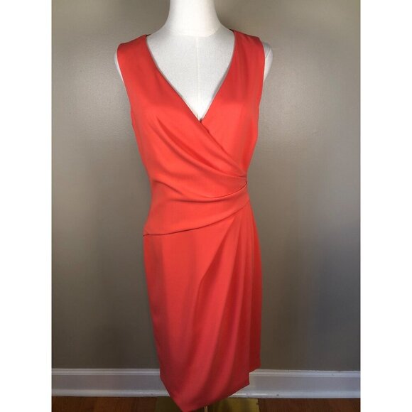 Lauren Ralph Lauren Dresses & Skirts - Lauren Ralph Lauren Sleeveless Wrap Front Orange Sheath Dress Size 6